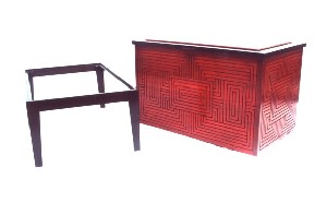 THE MAZE - Carved Wooden Chest with Frame in Solid Wenge & Mahogany Wood