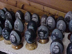 carved emu eggshells