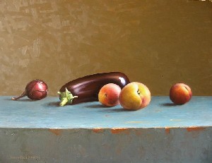 van riswick,jos-Still life with aubergine