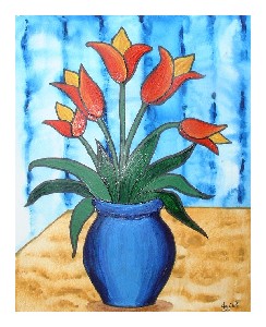 Flowers In Blue Vase