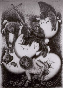 Chimpanzees with selfportrait