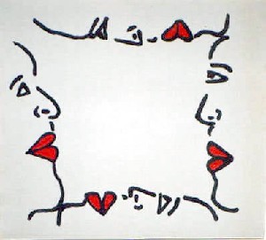 4 portrait drawing on canvas by israeli painter raphael perez the kiss queer gay art
