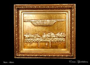 JESUS(LAST MEAL) RELIEF AND GOLD FOIL WORK