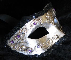Pewter and purple venetian masquerade party mask made by www.socaldesginco.com