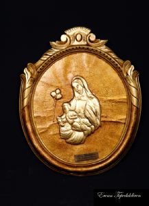 VIRGIN MARY AND JESUS(GOLD FOIL WORK RELIEF)