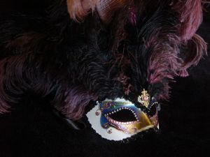 Pink feather venetian masquerade mask made by www.socaldesignco.com