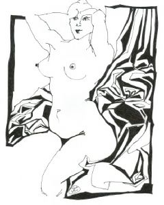 Nude Study In Pen - Print