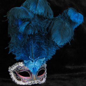 Venetian Feather mask for masquerade, handmade by www.socaldesignco.com