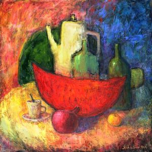 Still life with water-melon and coffee-pot