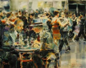 Dancing in cafe 80 x 100 cm oil on linen