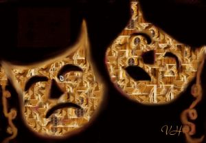 Happy and Sad Abstract Mask Faces