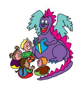 Dragon Reading to Kids