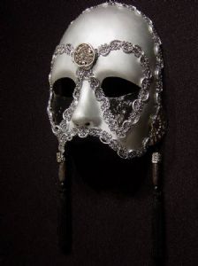 Charmer Mask Silver -Designer mask made by Claudia Hapeman of www.socaldesignco.com.