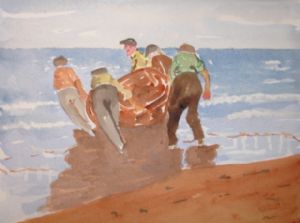 Cummiskey,Roger-Fishermen launching their boat
