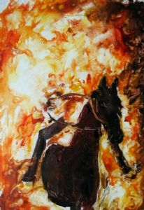 Rider in a fire circle