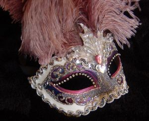 Venetian feather masquerade mask made by www.socaldesignco.com