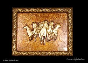 TEPEDELDIREN,ERCAN-THE HORSES(GOLD FOIL WORK RELIEF)