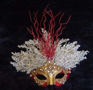 Fire and Ice themed venetian masquerade mask www.socaldesignco.com
