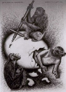 Chimpanzees with selfportrait
