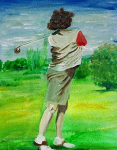 Bond,Margaret-christine playing golf