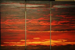 Golden Brown Sunset Triptych