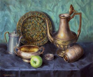 Still-life with the metal dishes