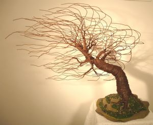 Villano,Sal-Mighty Wind Swept - Wire Tree Sculpture, by Sal Villano