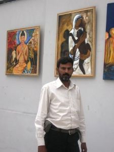 ALAM,MOHAMMAD TABREZ-Alam with paintings