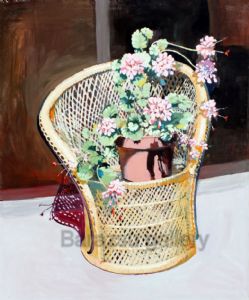 Barazsu,Dave-Flowers In Wicker Chair