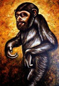 Monkey with selfportrait