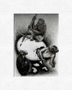 Chimpanzees with selfportrait