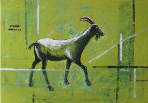 HAPPY GOAT ( Oil On Canvas )
