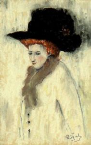 Woman with a black hat
