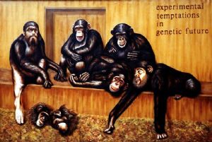 Chimpanzee-group with selfportraits