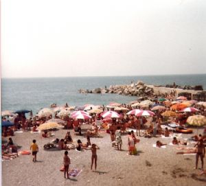 Mediterranean Ocean Beach Scene Amolfi Italy