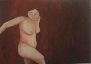 Nude on Burgundy Background