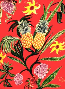 FANTASY PINEAPPLES ON RED