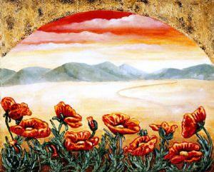 Paul,Linda-Poppies - Original Flower Painting by Linda Paul