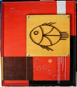 FISH ( Acrylic & Rod Iron on Canvas )