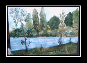 Oil painting on canvas - The lake Campina