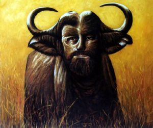 Civa,Dan-African buffalo with selfportrait