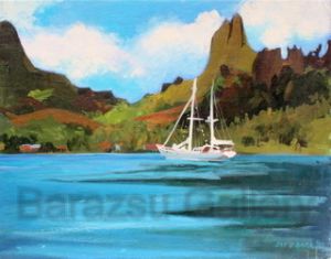 Sailboat In Cooks Bay Moorea French Polynesia