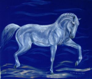 Horse on blue velvet