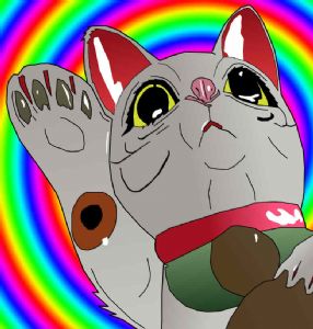 Rainbow Maneki Neko Cat