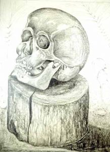 Sterzenbach,Heinz-Cranium of a Death on a Wooden Block