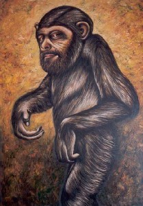 Monkey with selfportrait