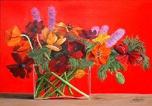 Rohonczy,Leslie-Cut Flowers on Red