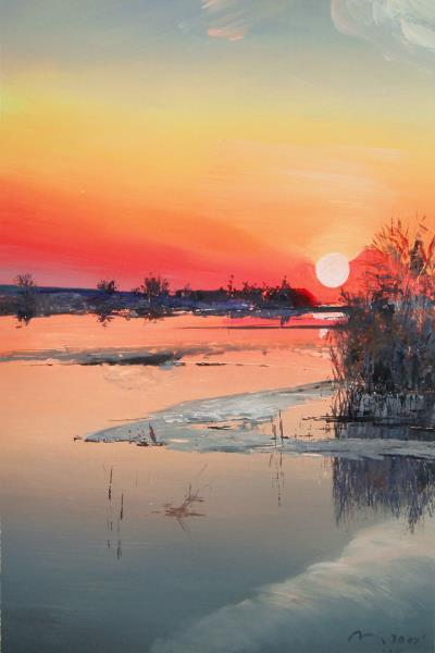 Sunset on Dnepr River