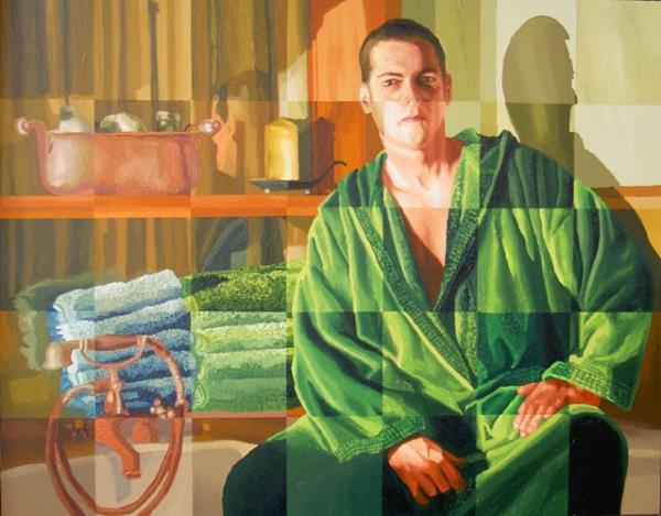 man of bath realistic male painting artwork by raphael perez lgbt painter gay artists