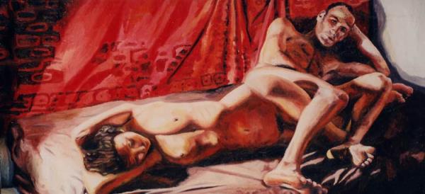 perez,Raphael-couple on bed man woman realistic paintings realism artwork raphael perez